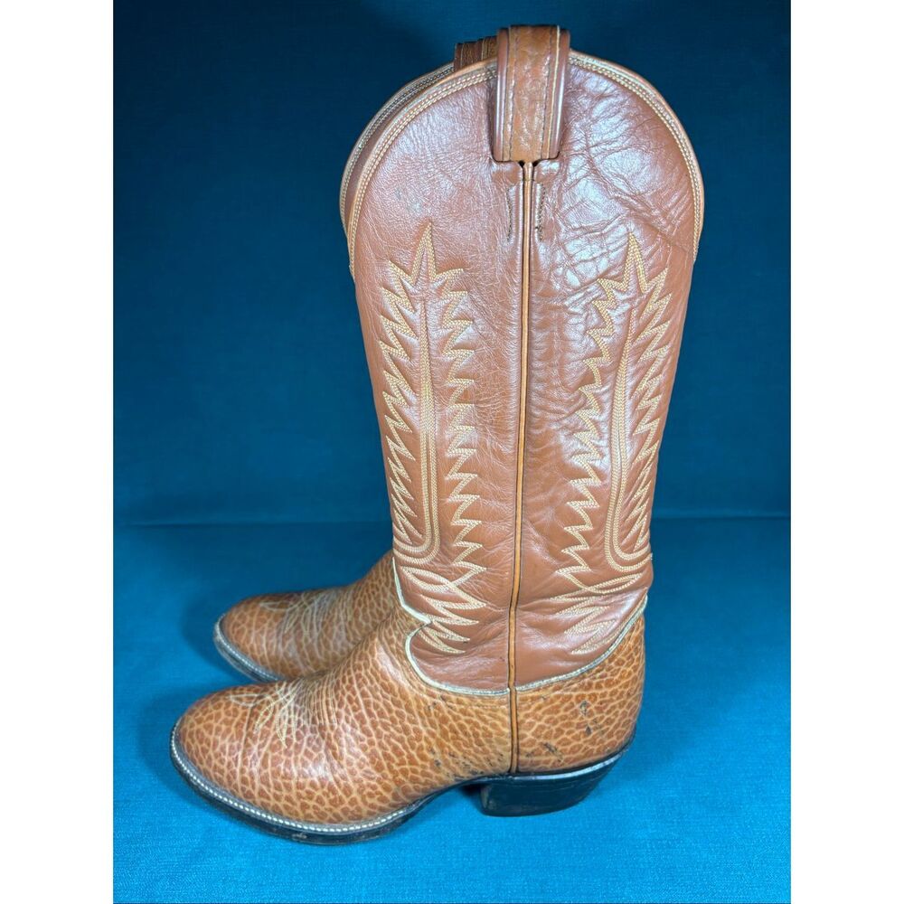 Vintage Tony Lama Men's Cowboy Boots Style 6327 – Size 11 D – Brown Textured Lea